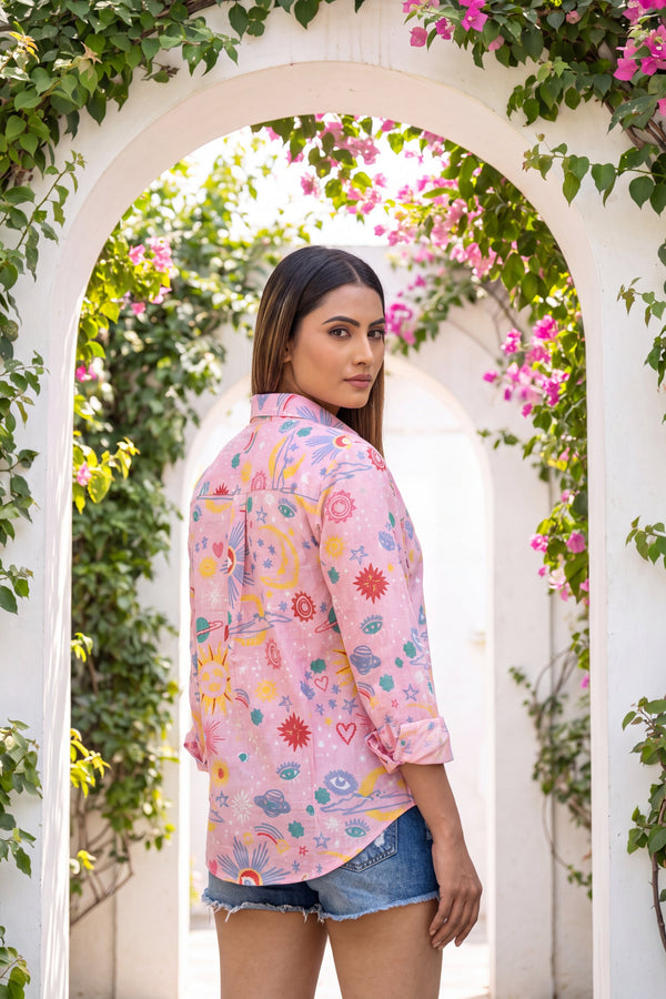 Flamingo Pink Cotton Shirt
