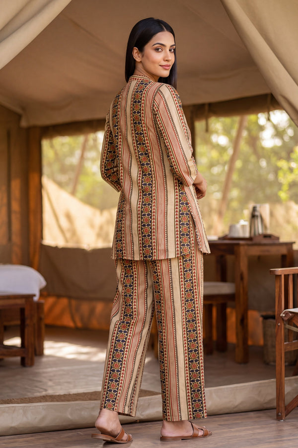 Dune Stripe Angrakha Cotton Co-ord Set