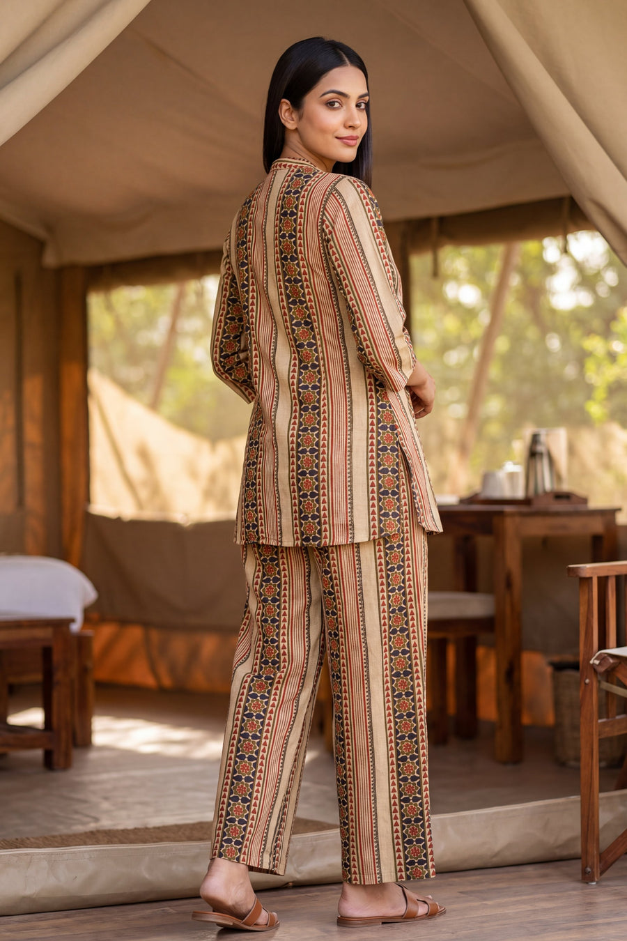 Dune Stripe Angrakha Cotton Co-ord Set — image 2