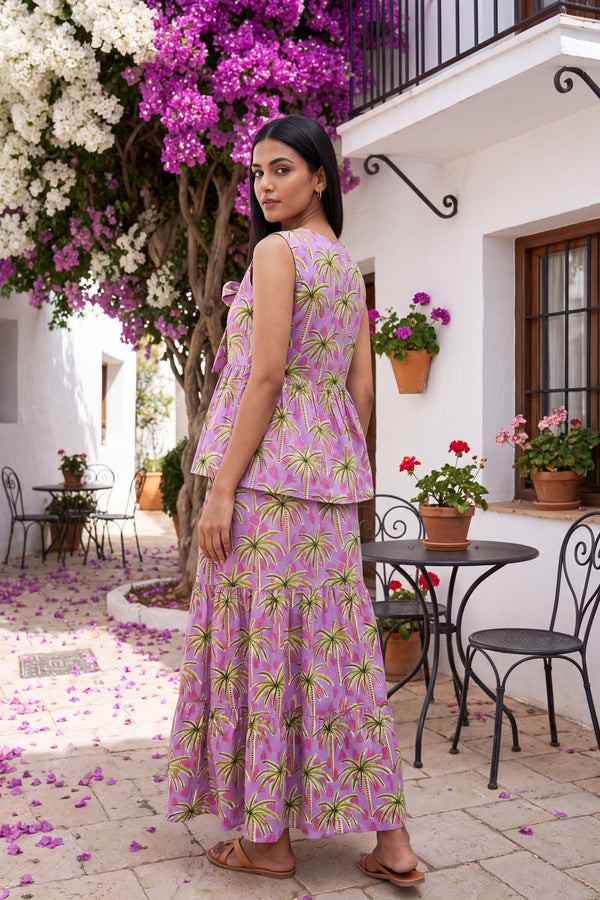 Lilac Waltz Cotton Skirt Set