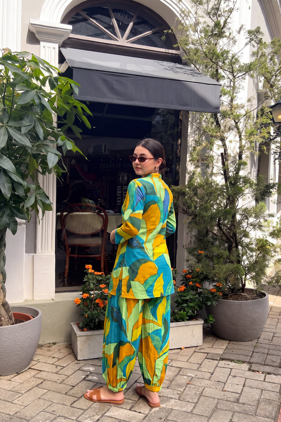 Teal Palm Cotton Farshi Salwar Set — image 3