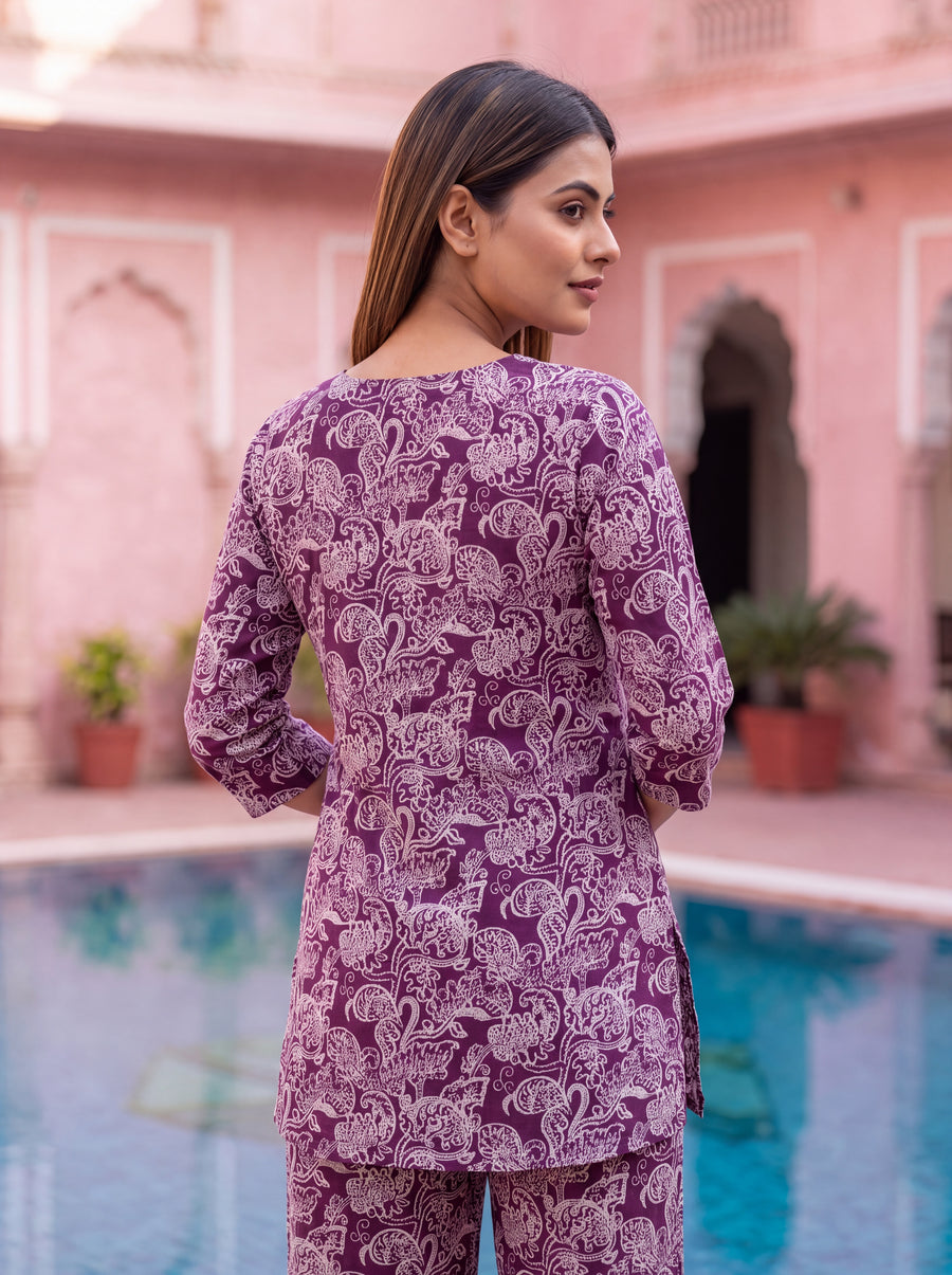 Plum Paisley Cotton Co-ord Set — image 6