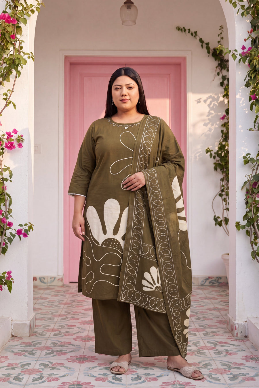 Olive Grove Cotton Dupatta Set — image 2