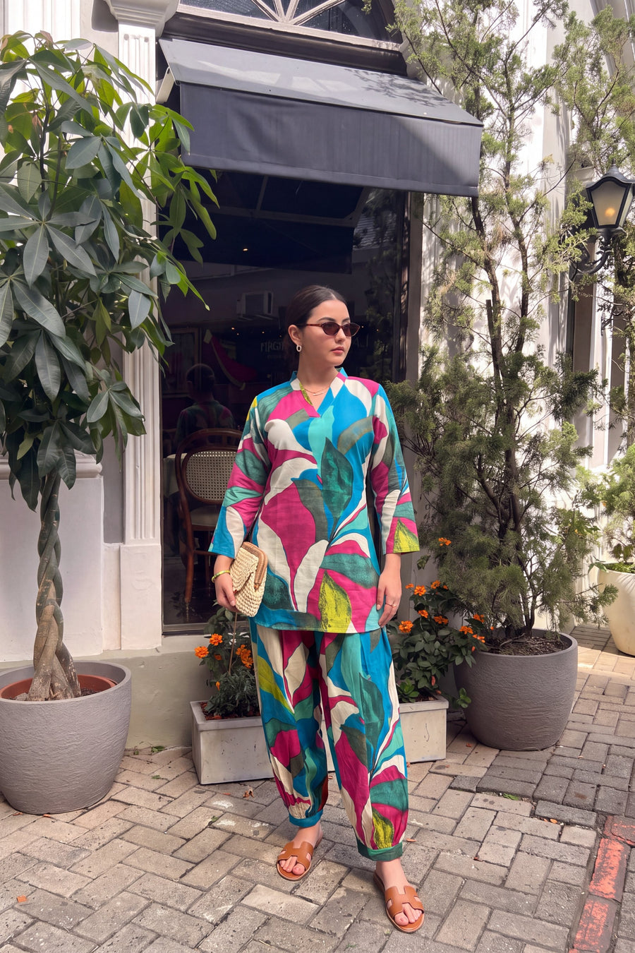 Lagoon Foliage Cotton Farshi Salwar Set — image 17