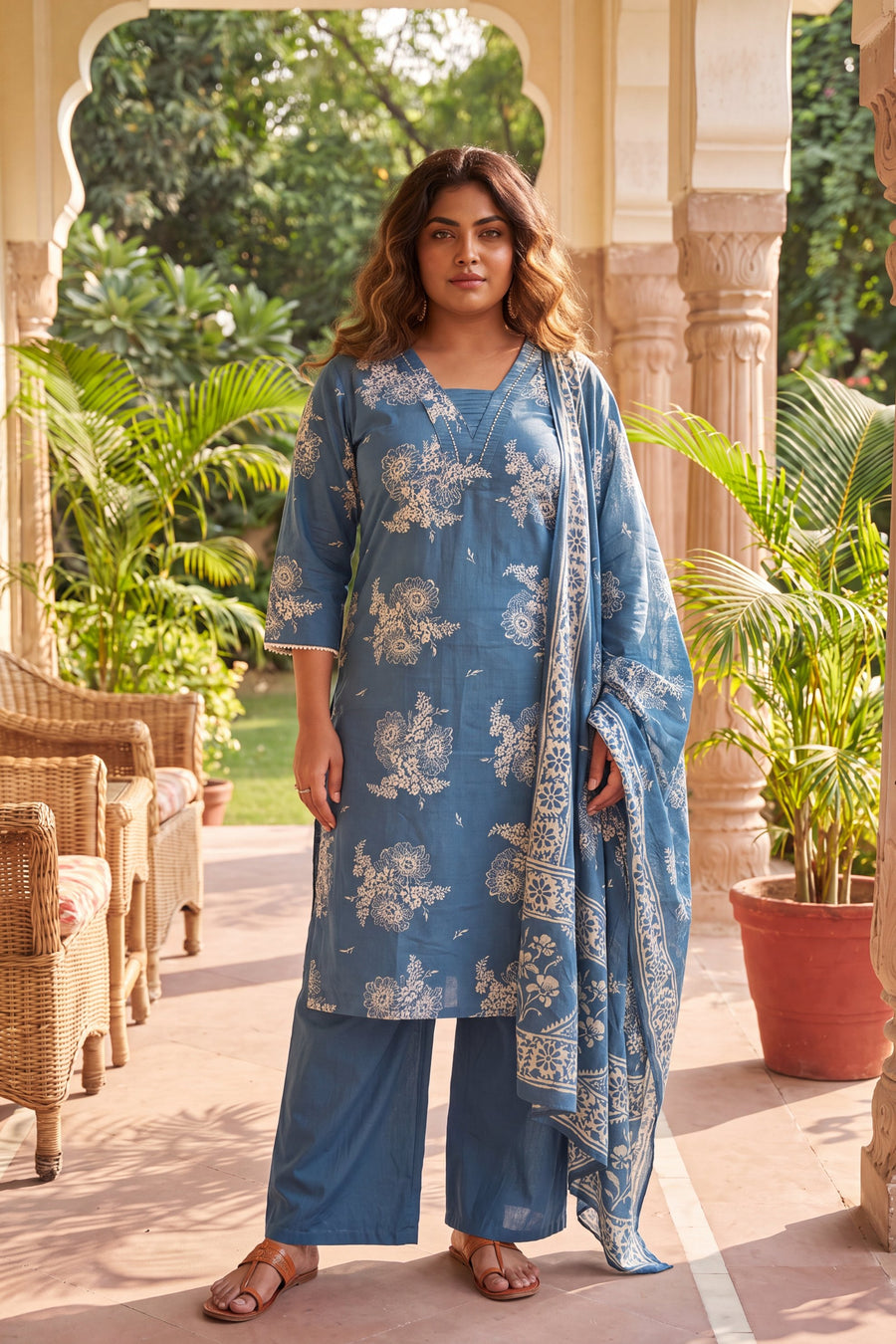 Bazaar Cobalt Cotton Dupatta Set — image 12