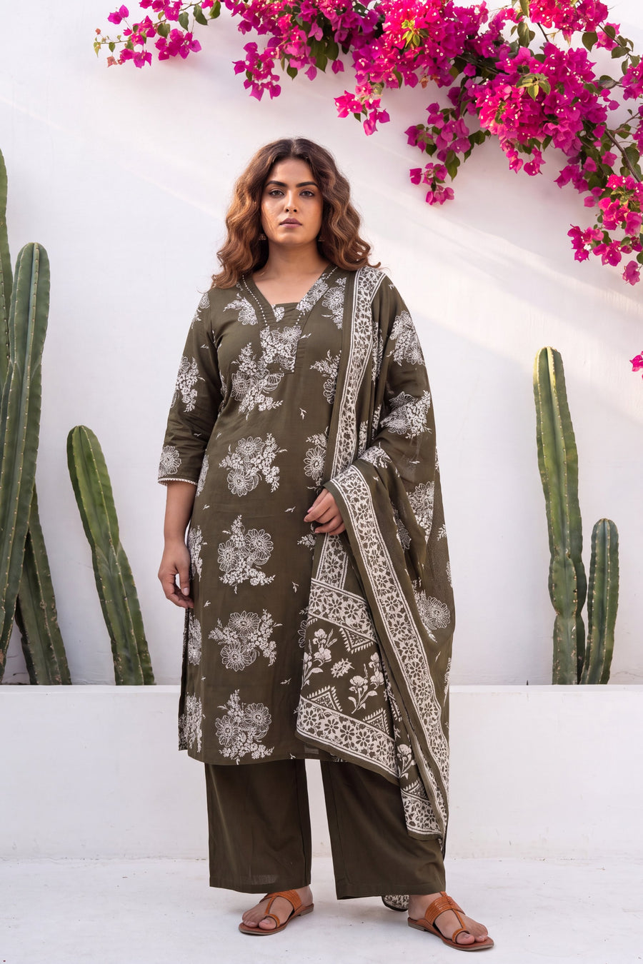Crescendo Pine Cotton Dupatta Set — image 10