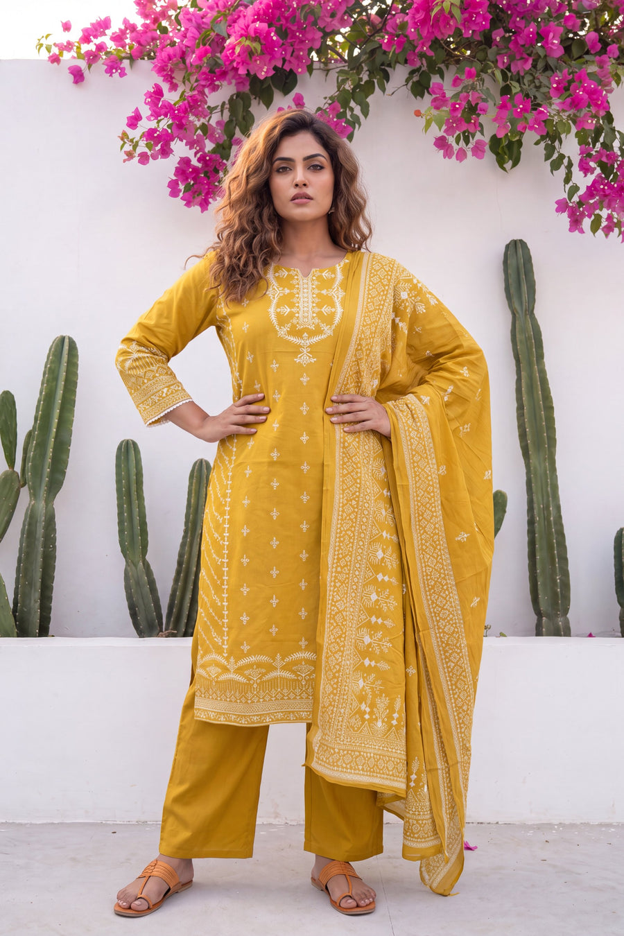 Toscana Goldenrod Cotton Dupatta Set — image 10