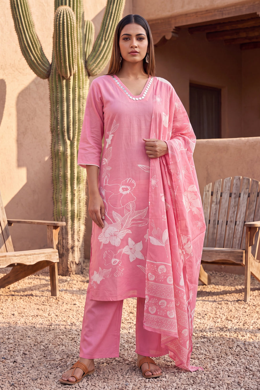 Autumn Petal Cotton Dupatta Set — image 11