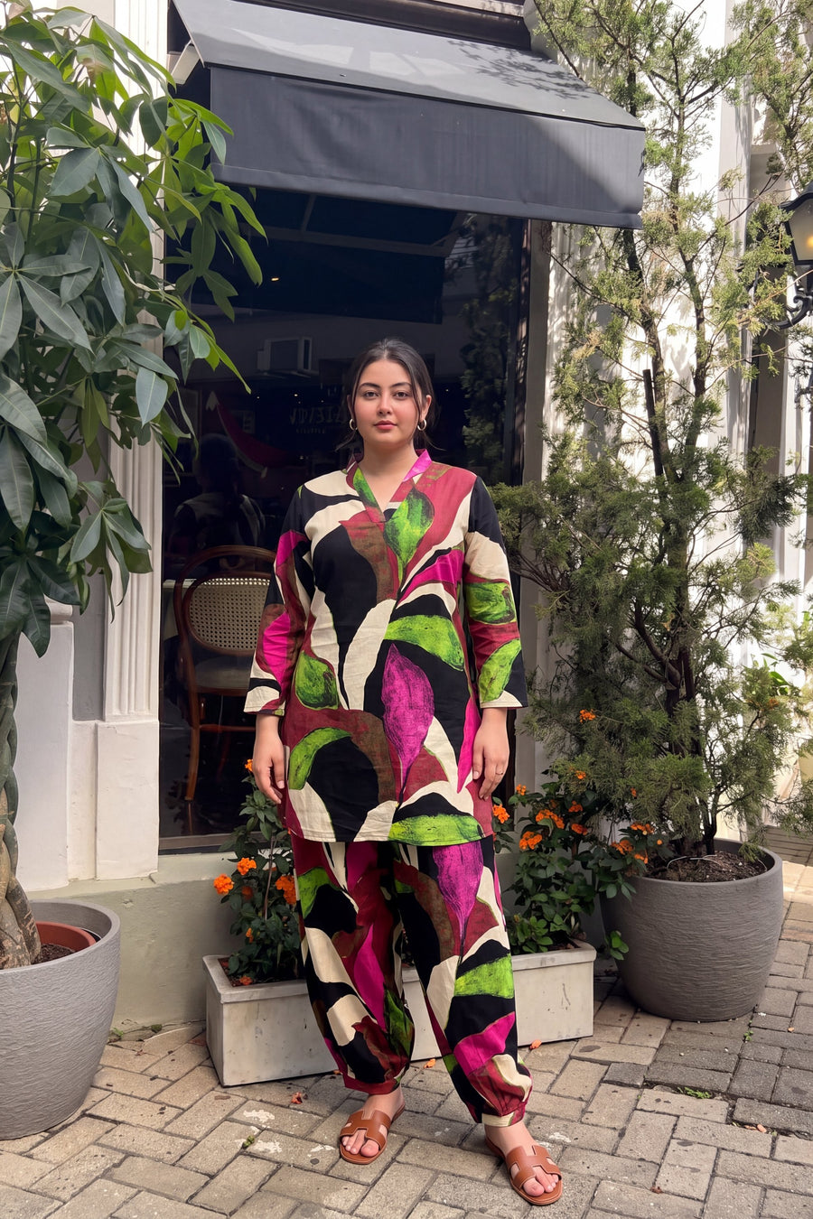 Magenta Foliage Cotton Farshi Salwar Set — image 19