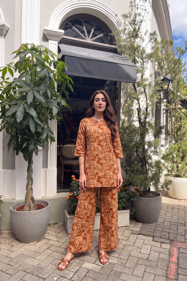 Terracotta Paisley Cotton Co-ord Set