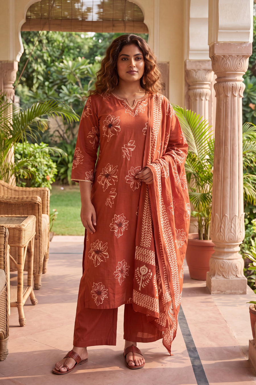 Persimmon Glow Cotton Dupatta Set — image 13