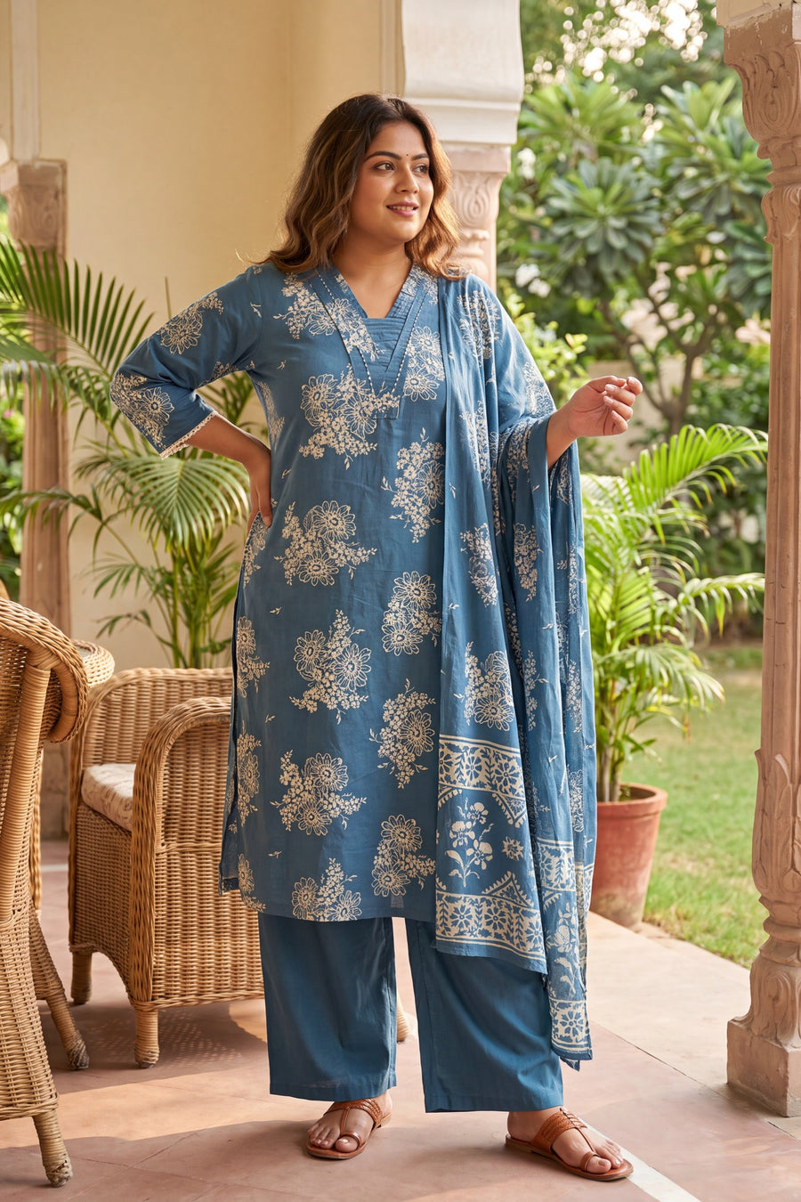 Bazaar Cobalt Cotton Dupatta Set — image 13