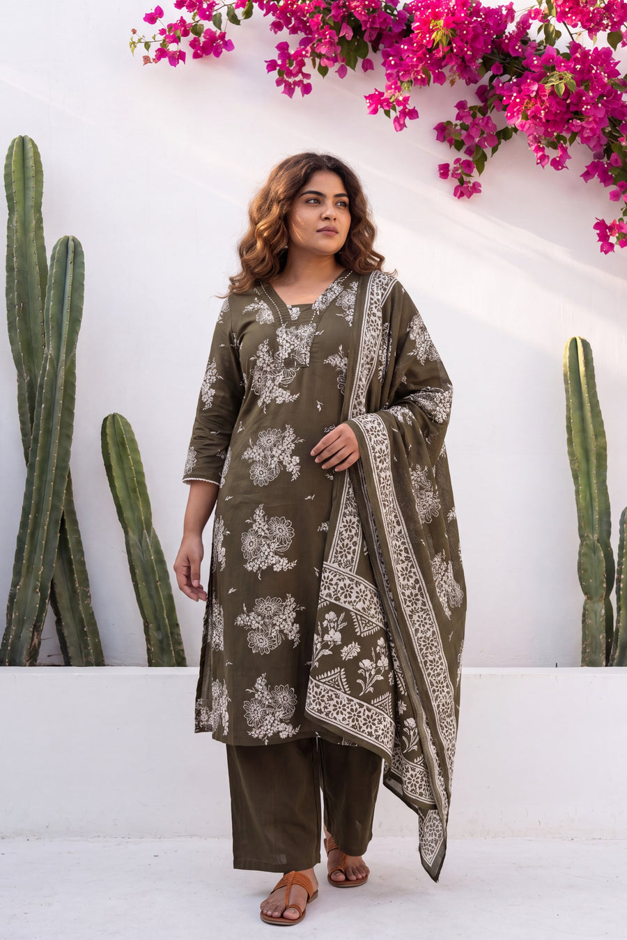 Crescendo Pine Cotton Dupatta Set — image 11