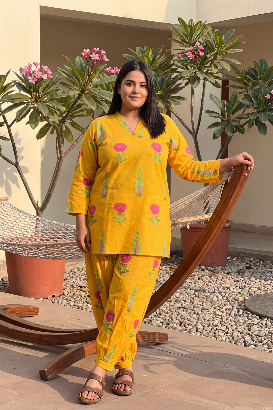 Marigold Glow Cotton Farshi Salwar Set — image 12