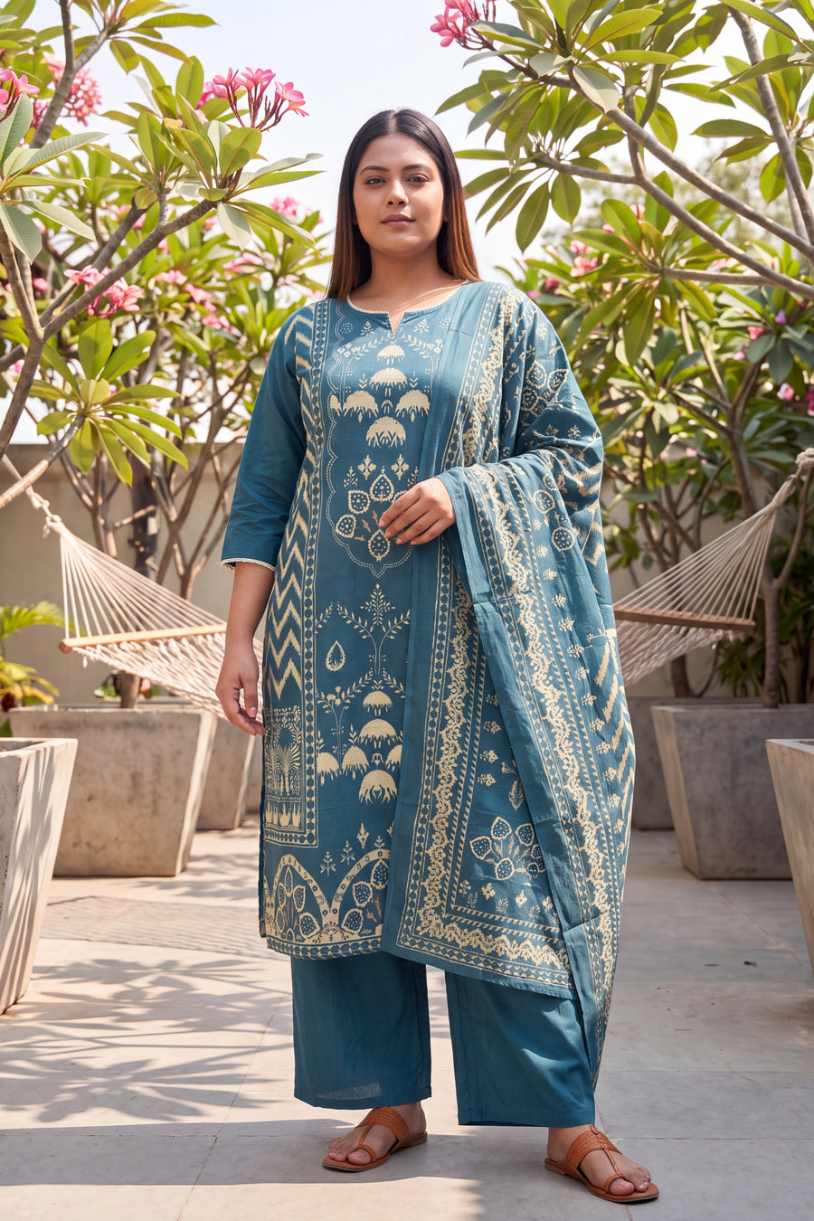 Forge Indigo Cotton Dupatta Set — image 11