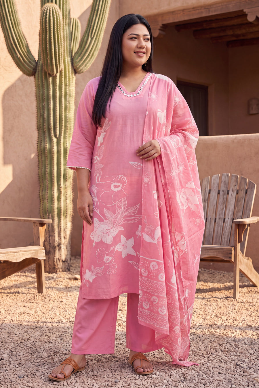 Autumn Petal Cotton Dupatta Set — image 12