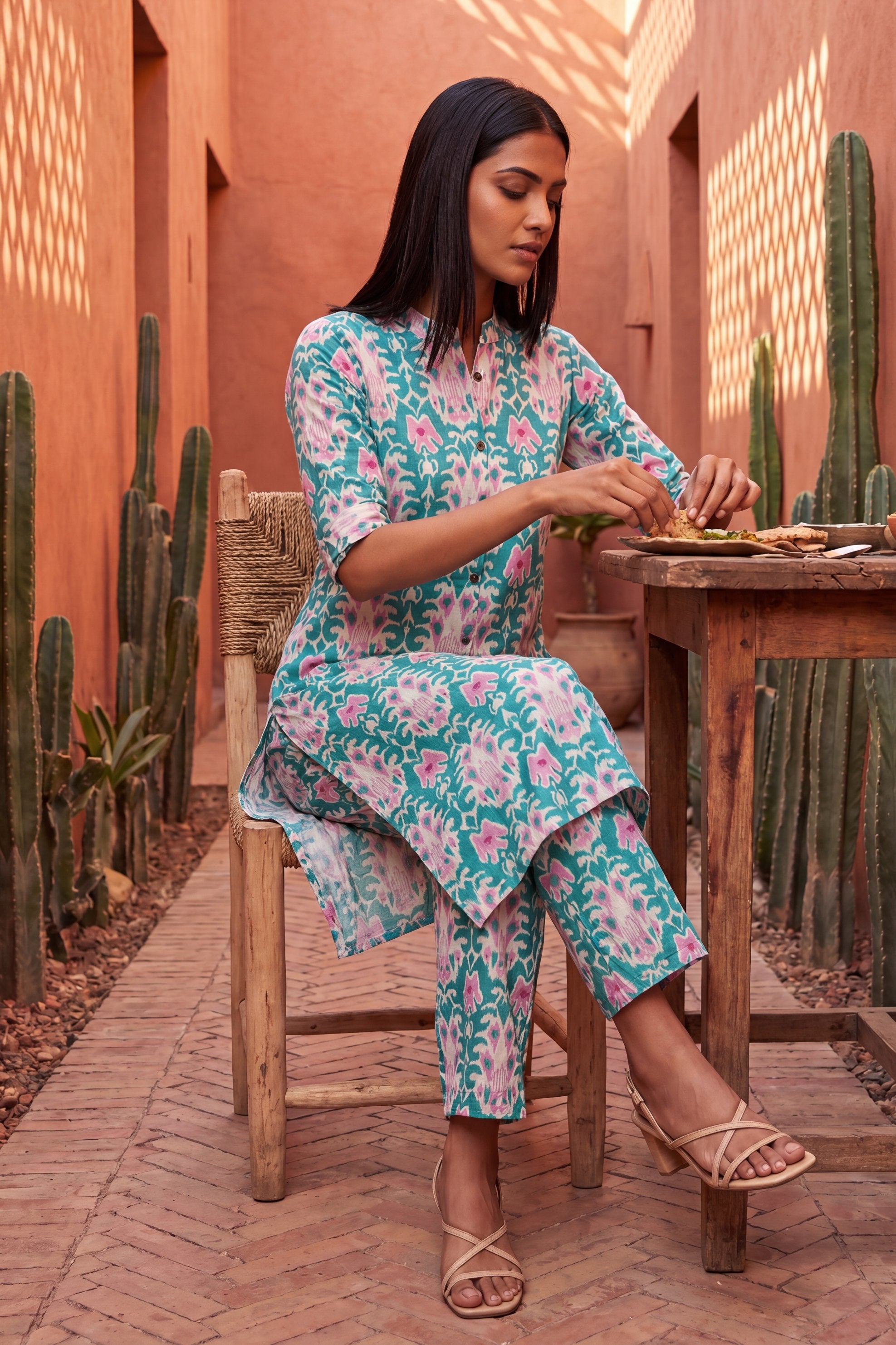 Atelier Olive Mandarin Cotton Co-ord Set