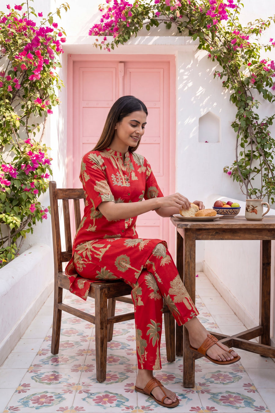 Cabernet Red Mandarin Cotton Co-ord Set — image 11