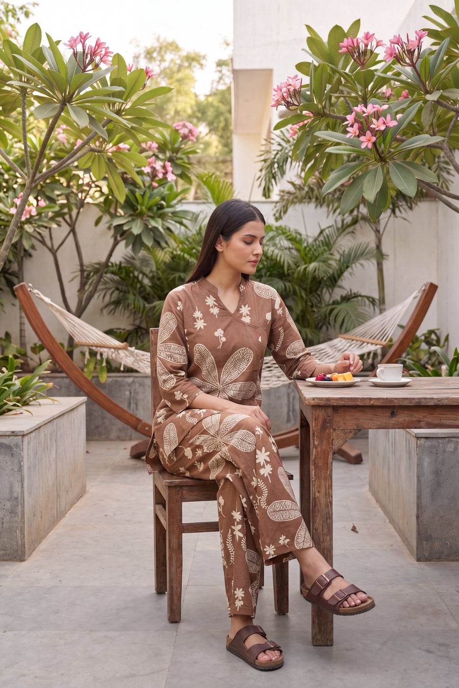 Walnut Brown Cotton Angrakha Co-ord Set — image 17