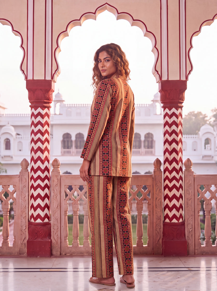 Sandstone Stripe Angrakha Cotton Co-ord Set — image 10