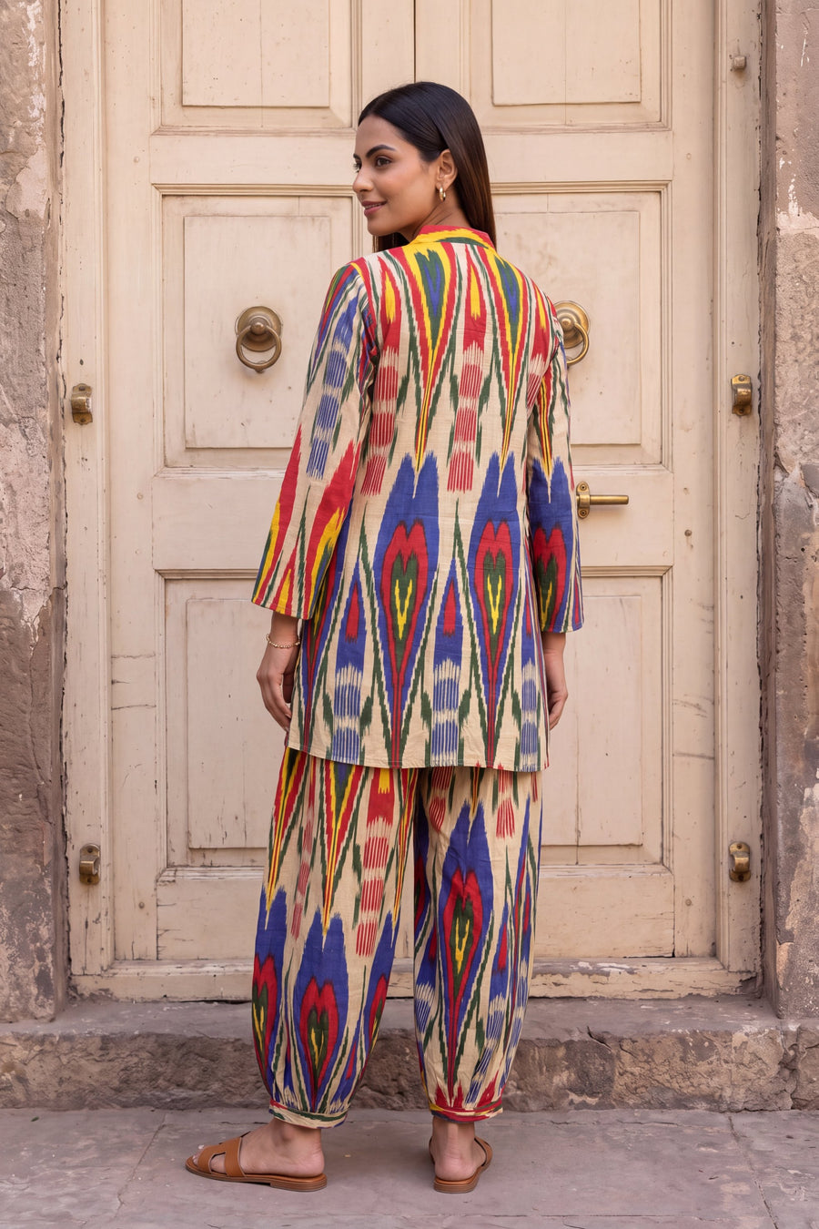 Fiesta Ikat Cotton Farshi Salwar Set — image 11