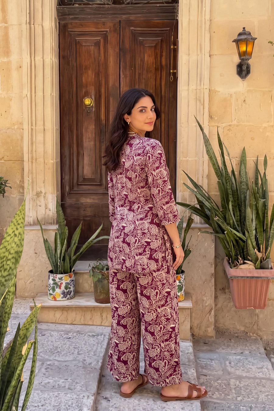 Mulberry Swirl Angrakha Cotton Co-ord Set — image 13