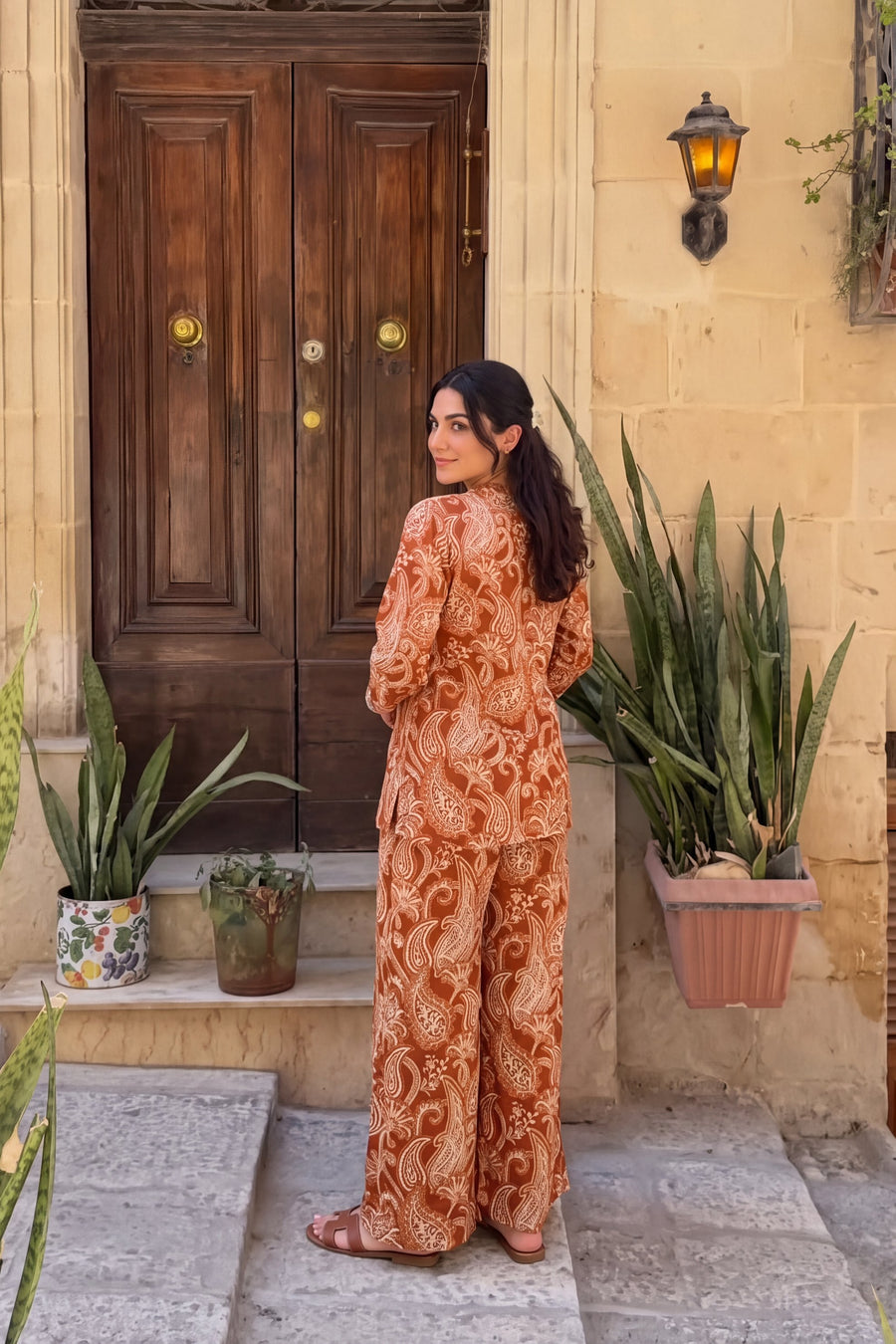 Cinnamon Ember Angrakha Cotton Co-ord Set — image 15