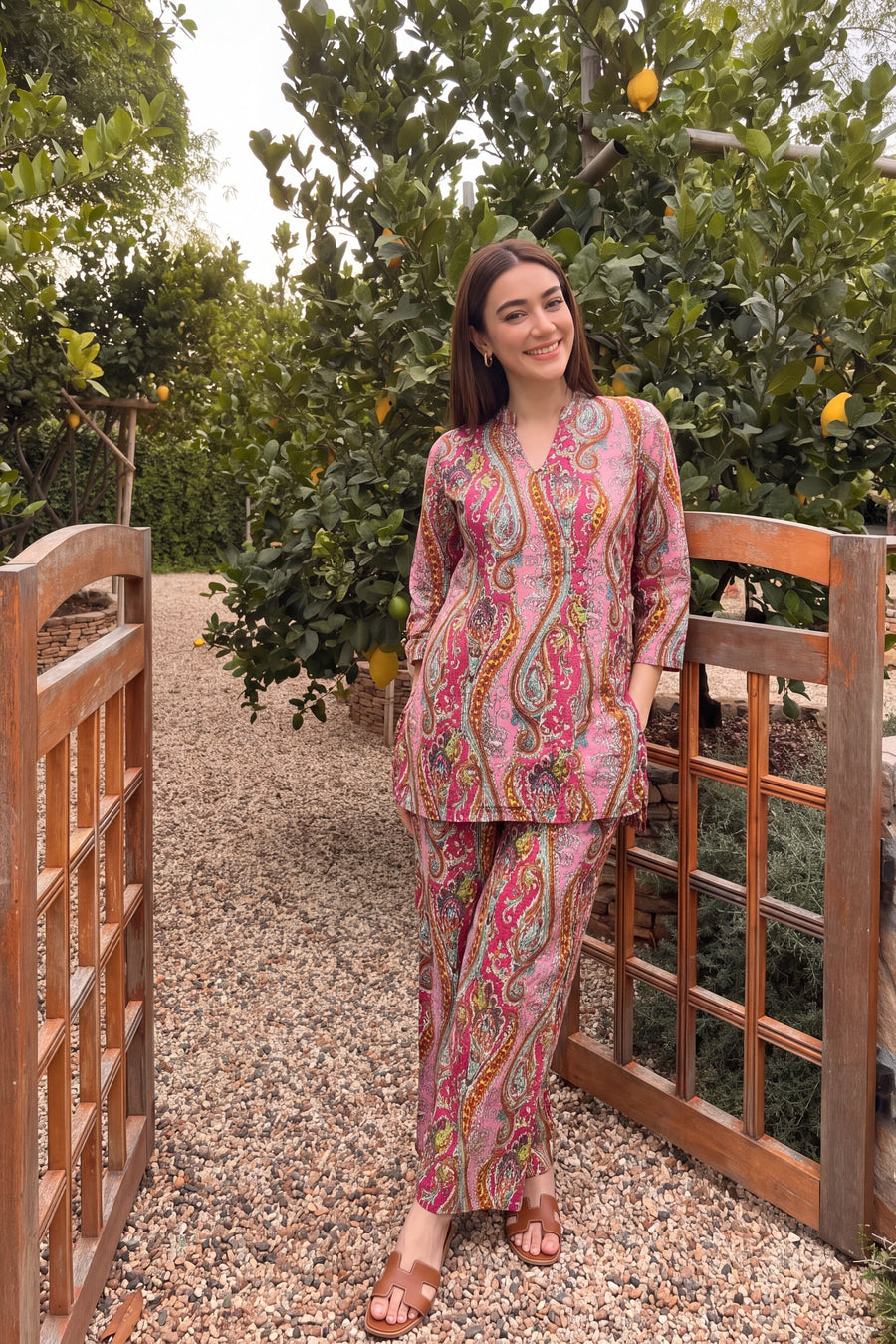 Rose Paisley Angrakha Cotton Co-ord Set — image 10