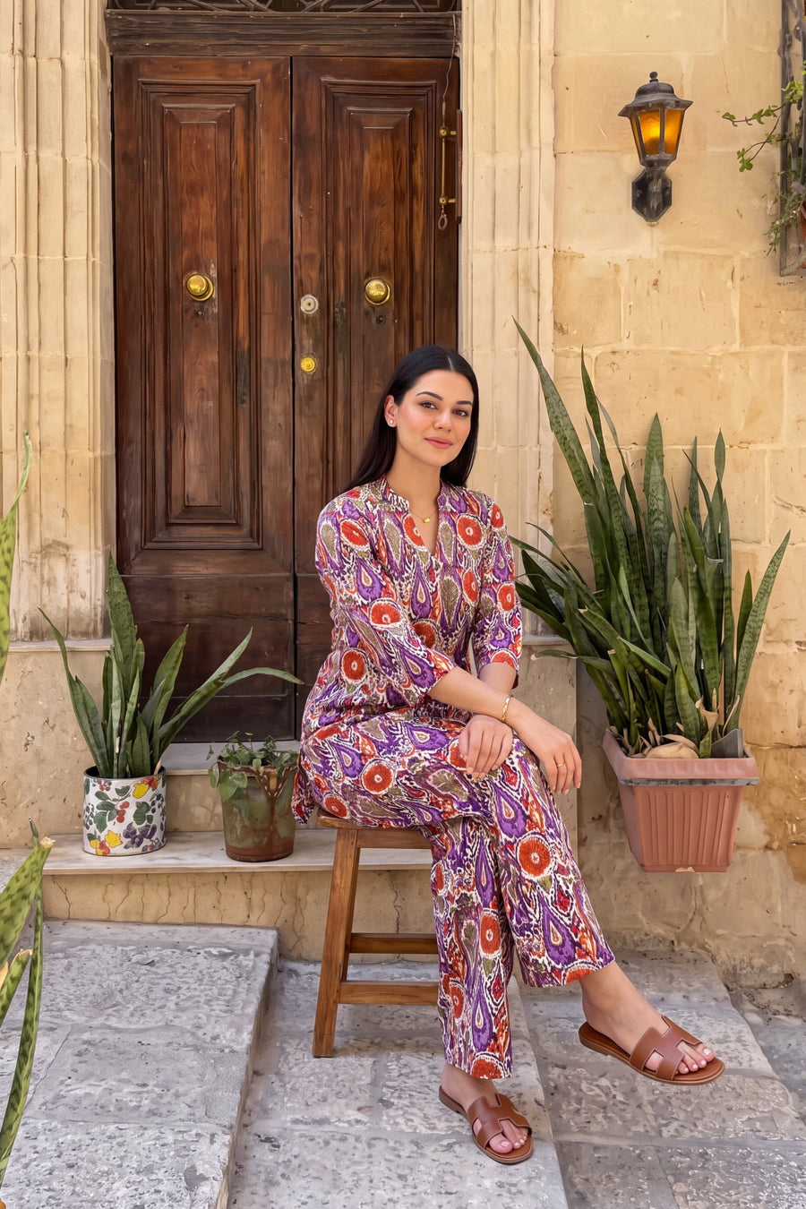 Amethyst Bloom Angrakha Cotton Co-ord Set — image 11