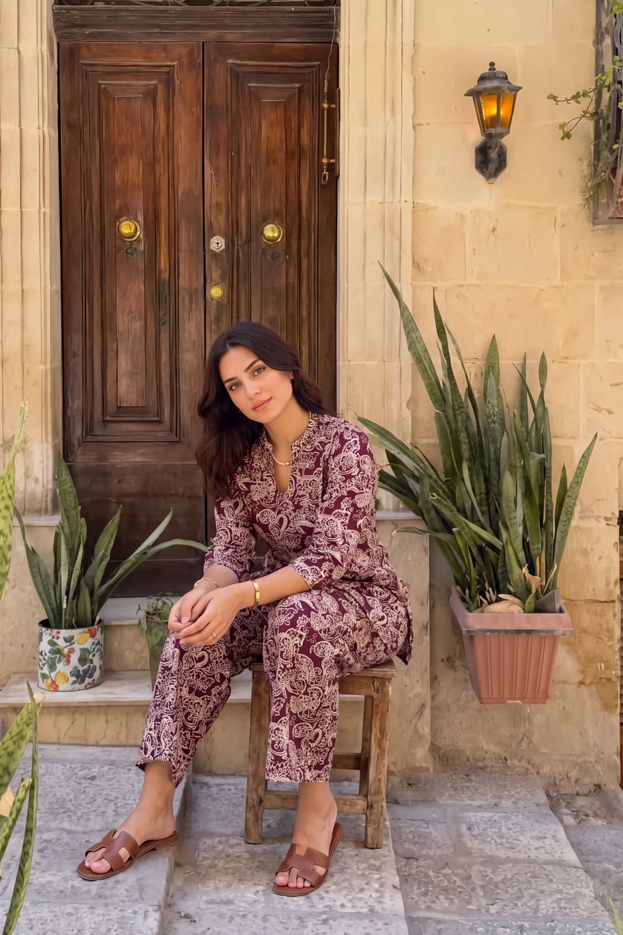 Mulberry Swirl Angrakha Cotton Co-ord Set — image 14