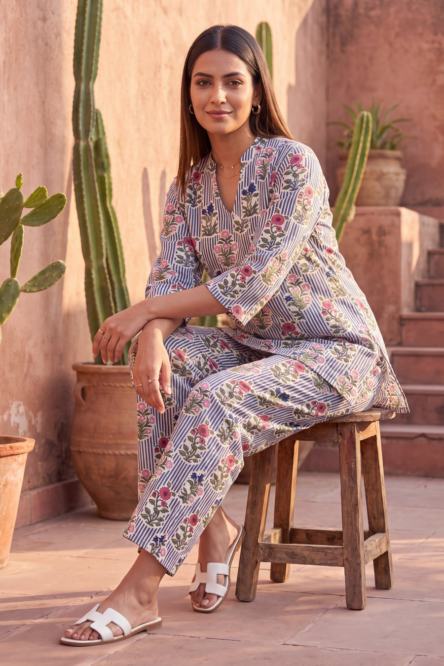 Misty Bluebell Angrakha Cotton Co-ord Set — image 12