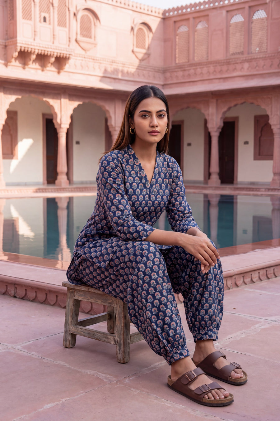 Indigo Ripple Cotton Farshi Salwar Set — image 13