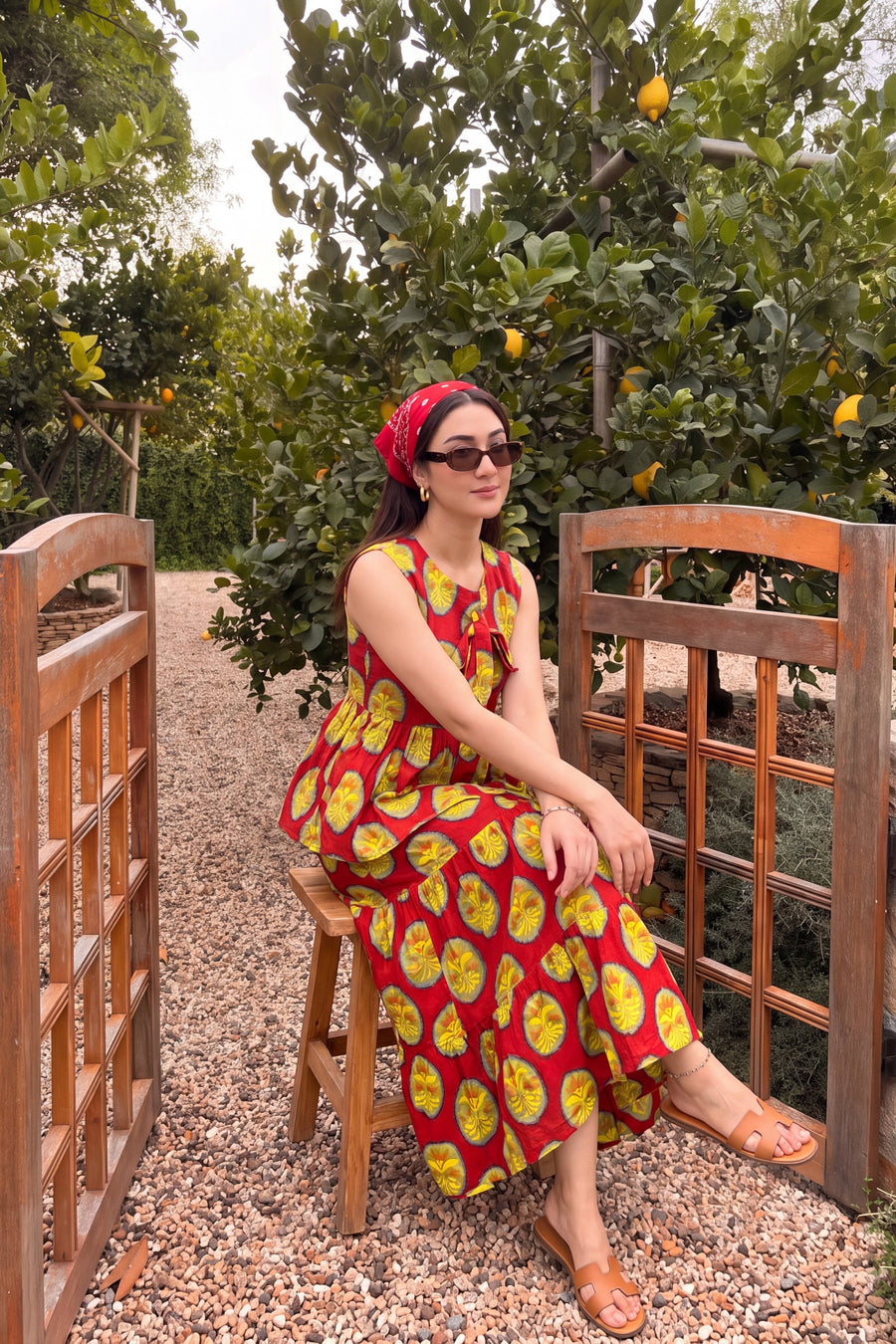 Crimson Tiered Cotton Skirt Set — image 7