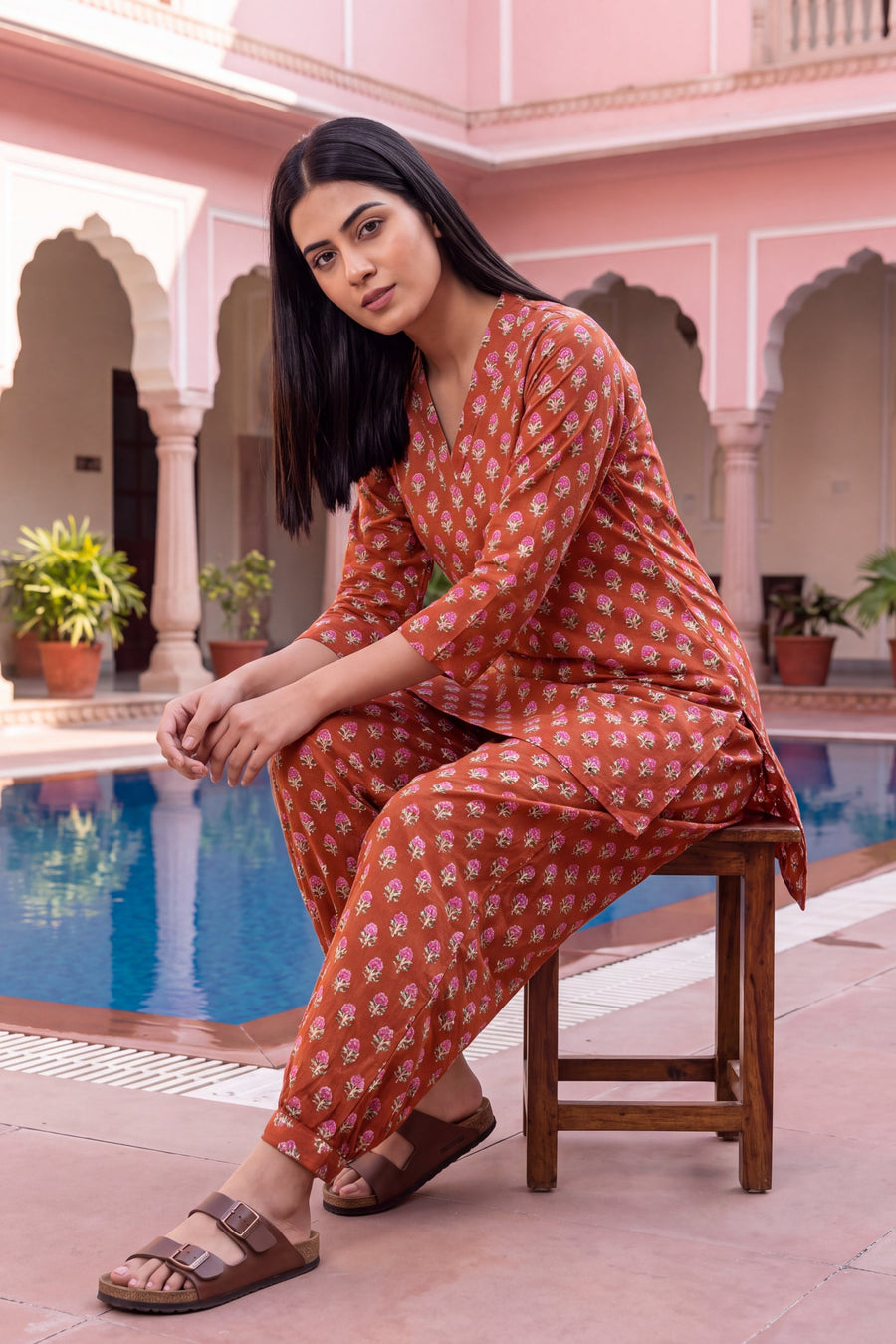 Garnet Ripple Cotton Farshi Salwar Set — image 13