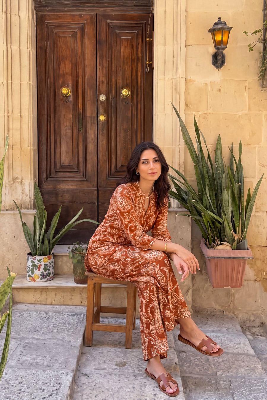 Cinnamon Ember Angrakha Cotton Co-ord Set — image 16