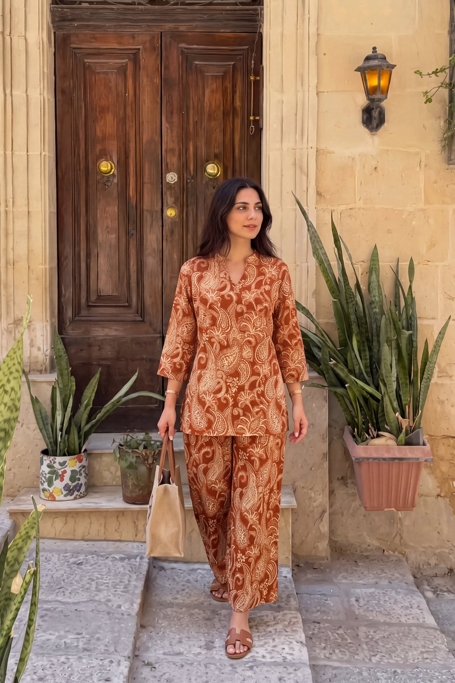 Cinnamon Ember Angrakha Cotton Co-ord Set — image 17
