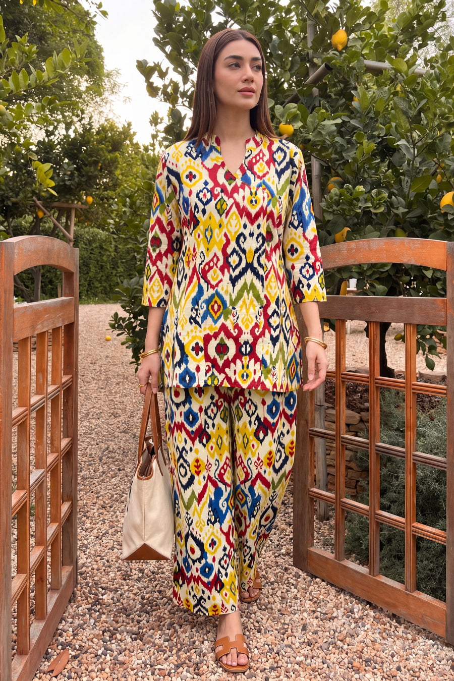 Festive Ikat Angrakha Cotton Co-ord Set — image 13