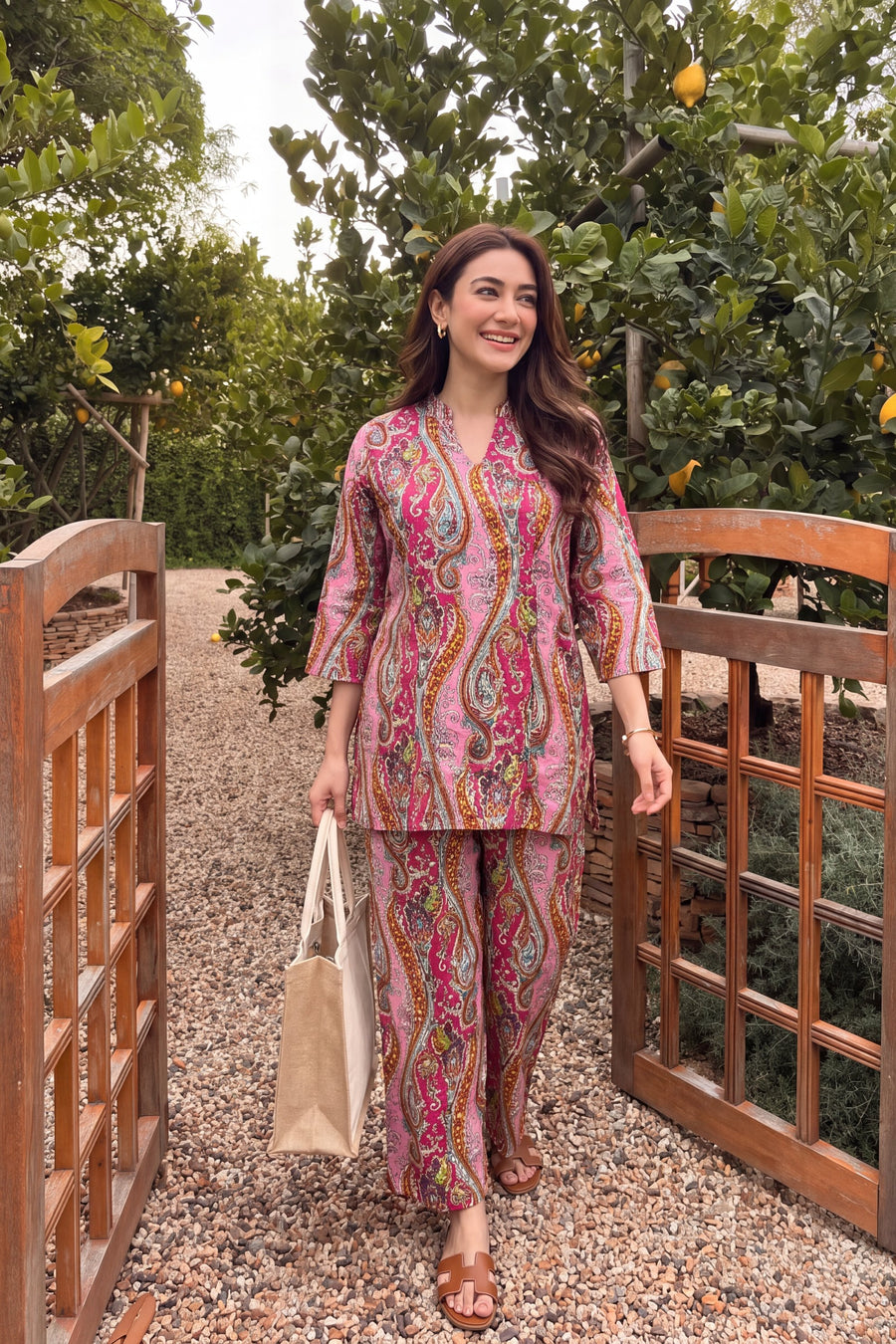 Rose Paisley Angrakha Cotton Co-ord Set — image 11