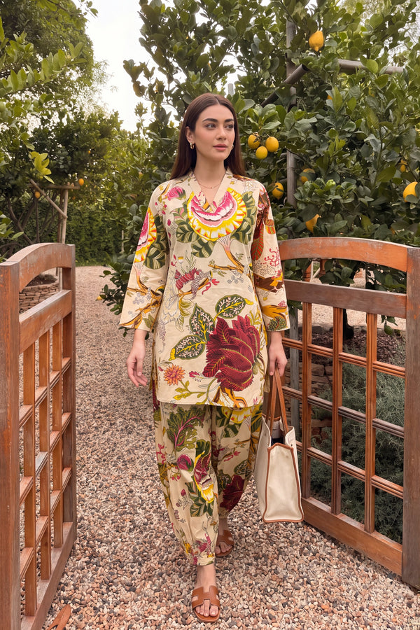 Ivory Bloom Cotton Farshi Salwar Set