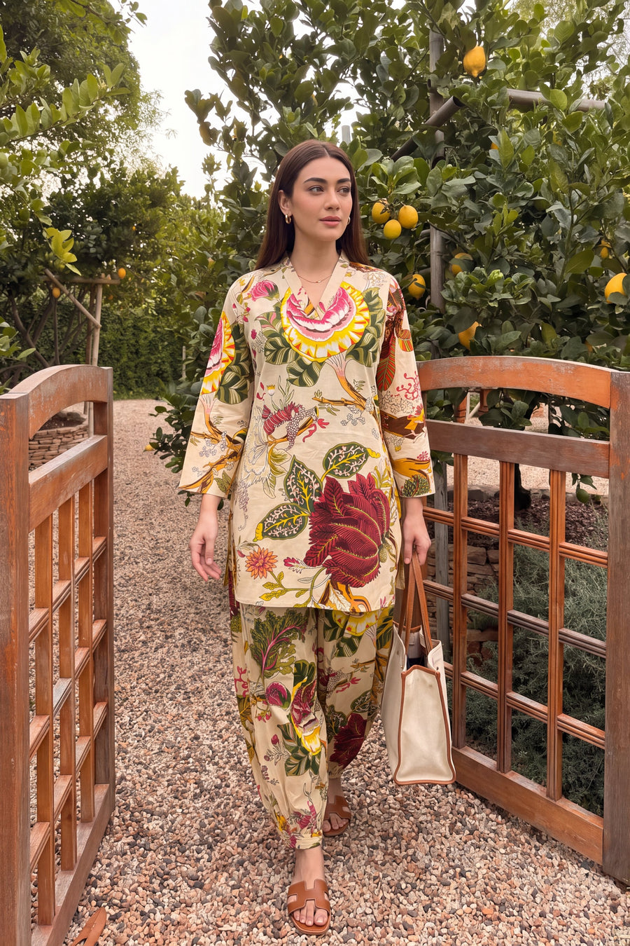 Ivory Bloom Cotton Farshi Salwar Set — image 1