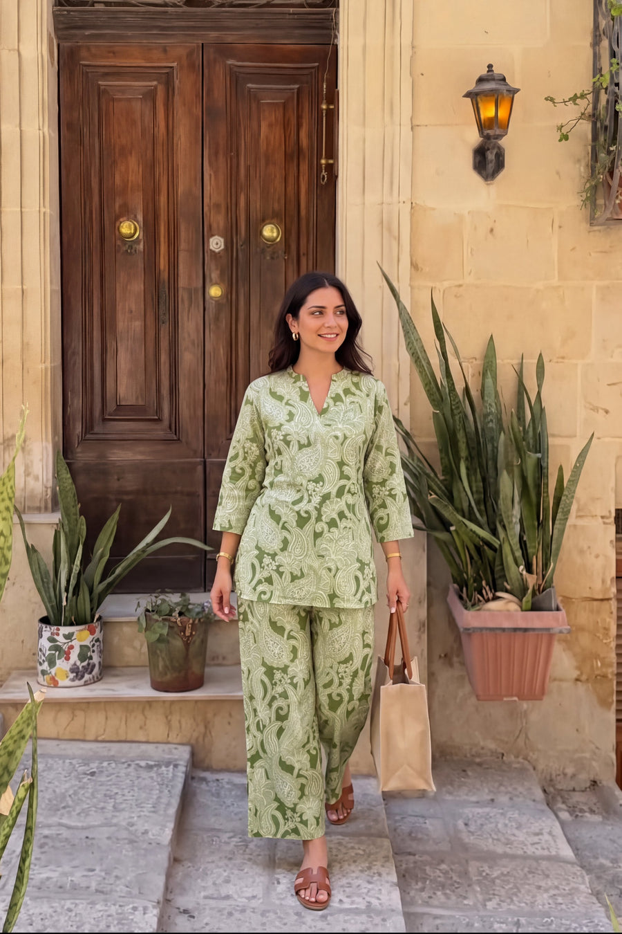 Sage Trellis Angrakha Cotton Co-ord Set — image 16