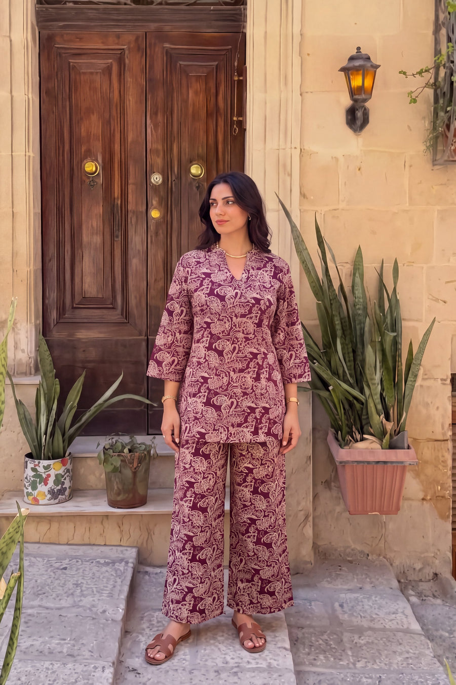 Mulberry Swirl Angrakha Cotton Co-ord Set — image 15