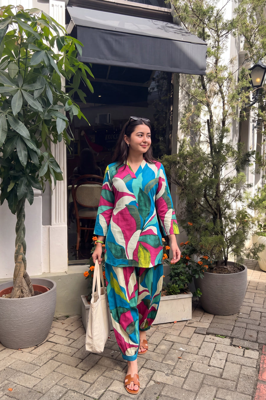 Lagoon Foliage Cotton Farshi Salwar Set — image 16
