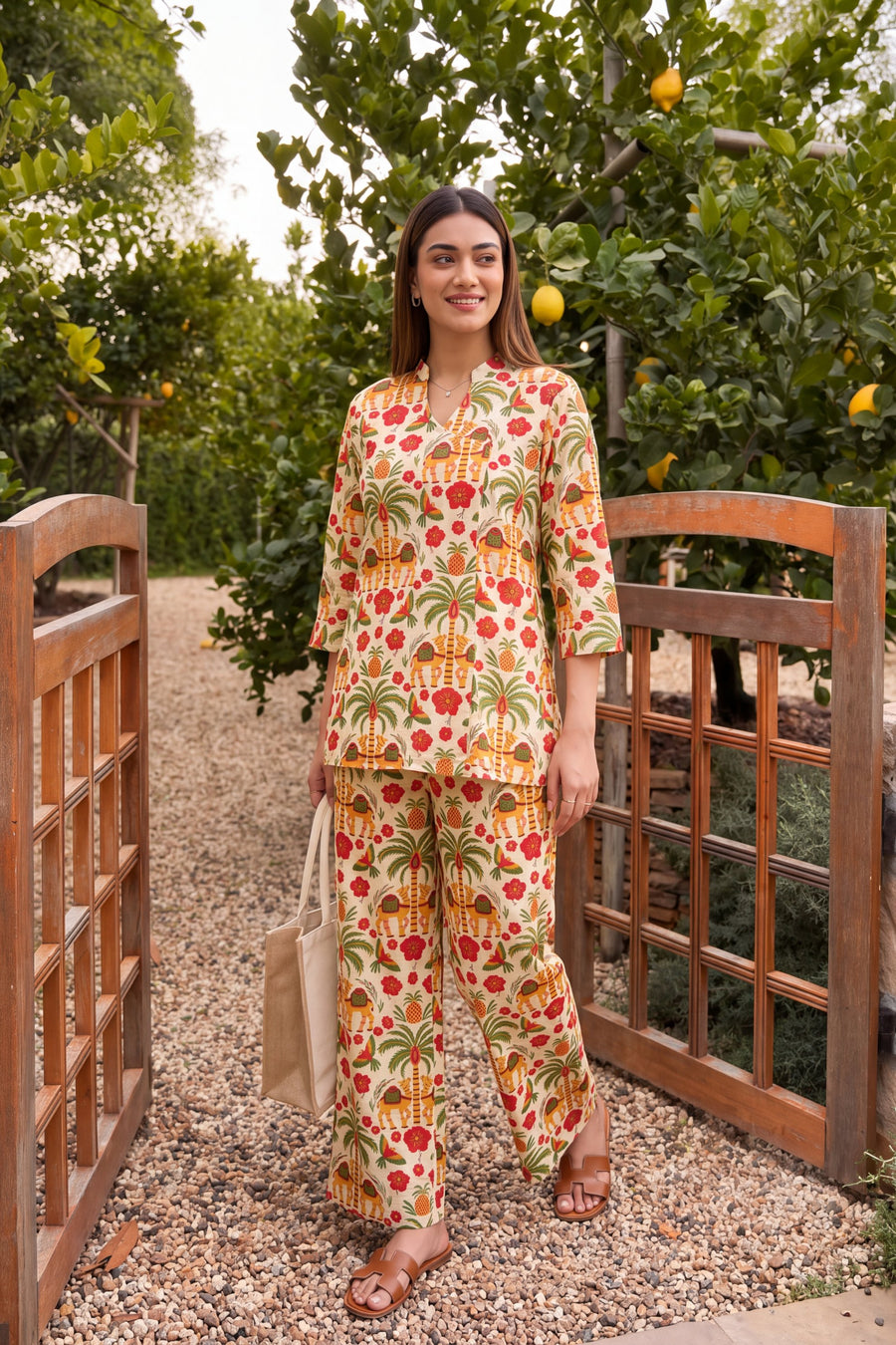 Orchard Bloom Angrakha Cotton Co-ord Set — image 1