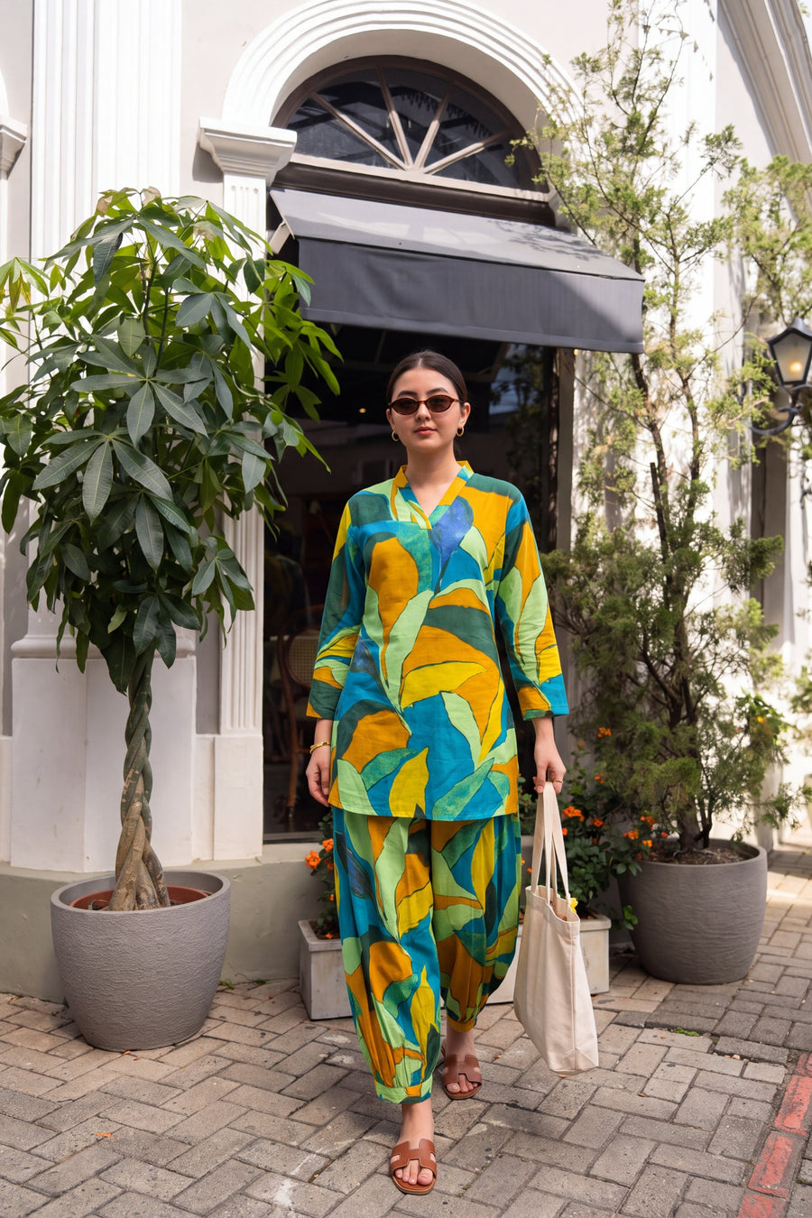 Teal Palm Cotton Farshi Salwar Set — image 10
