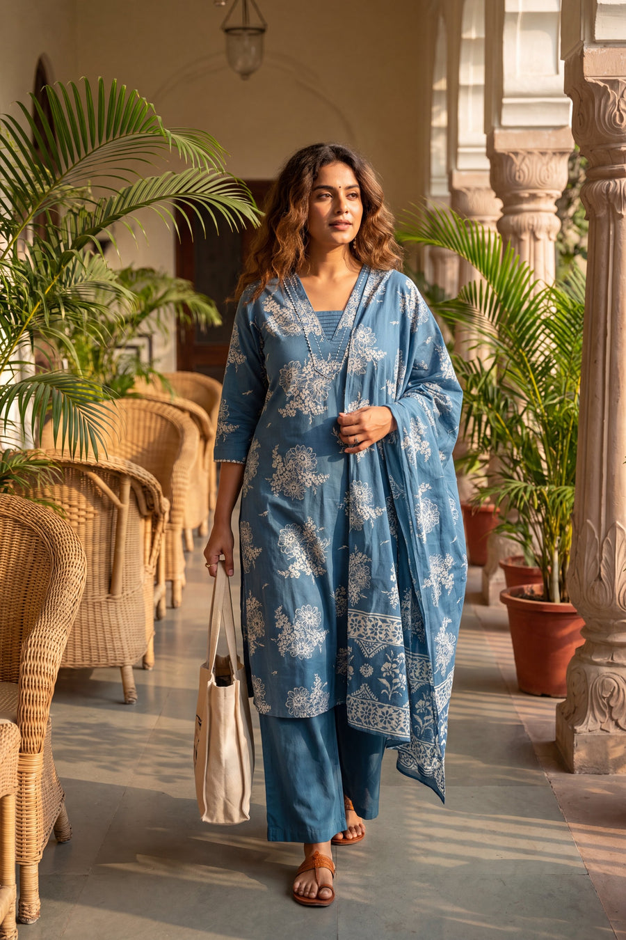 Bazaar Cobalt Cotton Dupatta Set — image 14