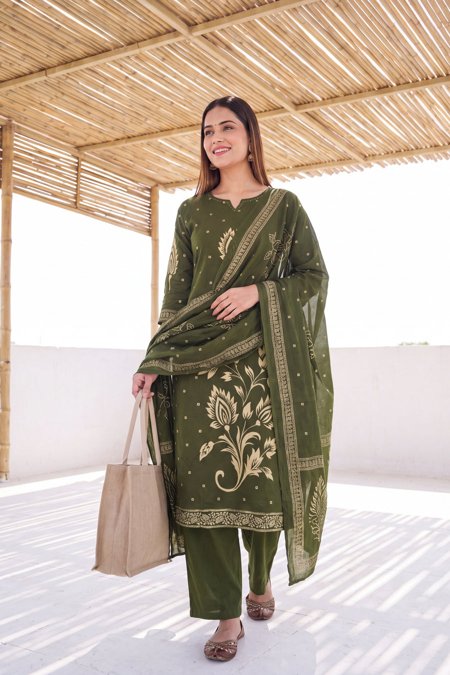 Sage Orchard Cotton Dupatta Set — image 7