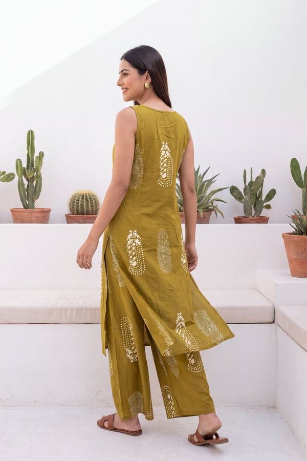Turmeric Ease Sleeveless Cotton Co-ord Set
