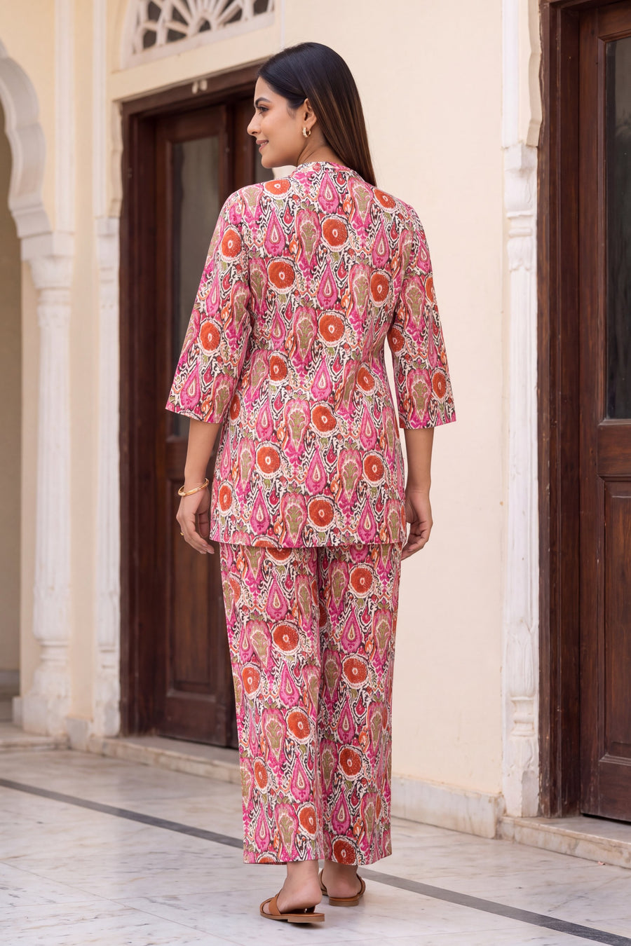 Peony Drift Angrakha Cotton Co-ord Set — image 2