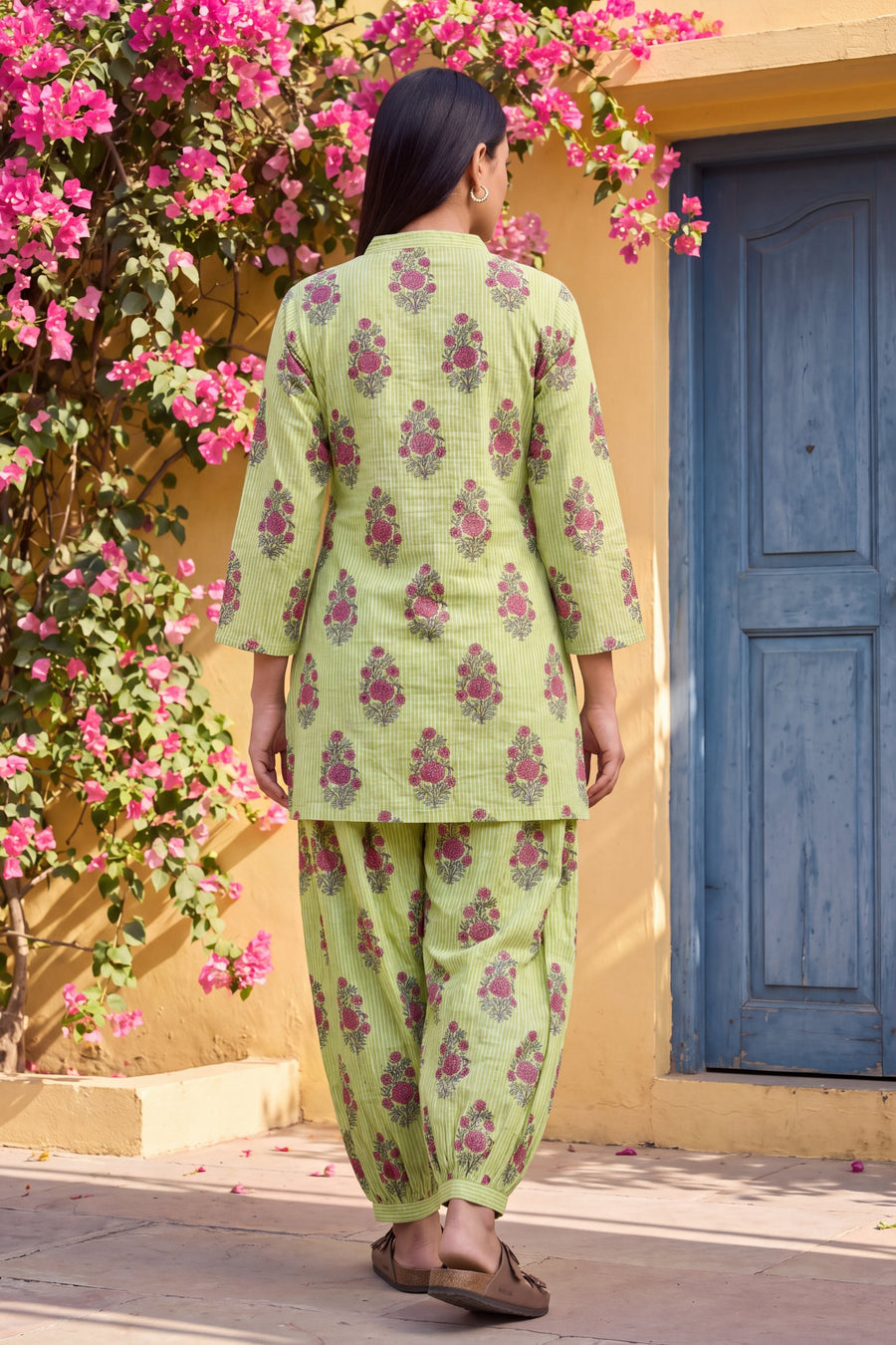 Emerald Ripple Cotton Farshi Salwar Set — image 2